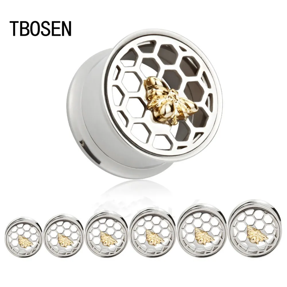 New arrival Honeycomb 316L stainless steel Ear Gauges Piercing Plugs Tunnels Silver Earrings Flesh Body Jewelry Gift For Men | Украшения и