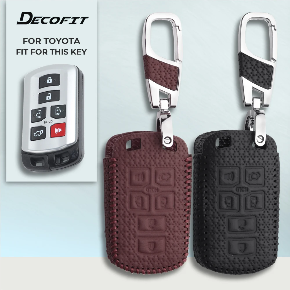 Car Remote Key Cover For TOYOTA Sienna Se 2011 2017 6 Buttons Genuine Leather Keychain Case 