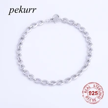 Pekurr стерлингового серебра 925 16 узлов номер счастливый 8 Форма полые браслеты Подвески для женщин аксессуары браслеты