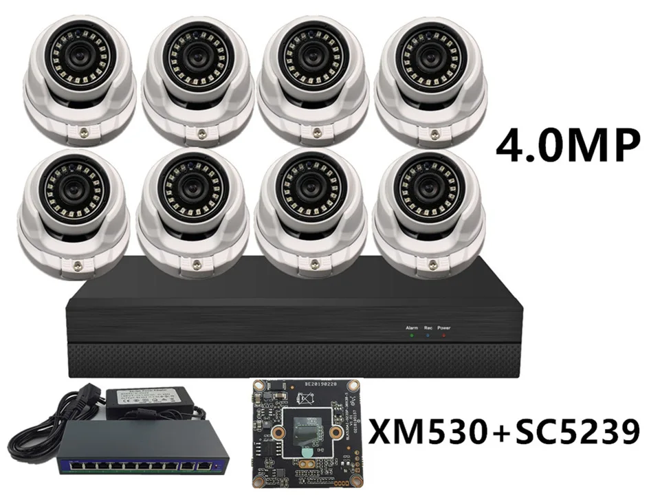 8CH/4CH 5.0MP 4.0MP 3.0MP 2.0MP безопасности комплект 2592*1944 2560*1440 XM550+ SC335E NVR 48V коммутатор питания через ethernet H.265 ONVIF CMS XMEYE P2P облако - Цвет: 4.0MP 8CH KIT