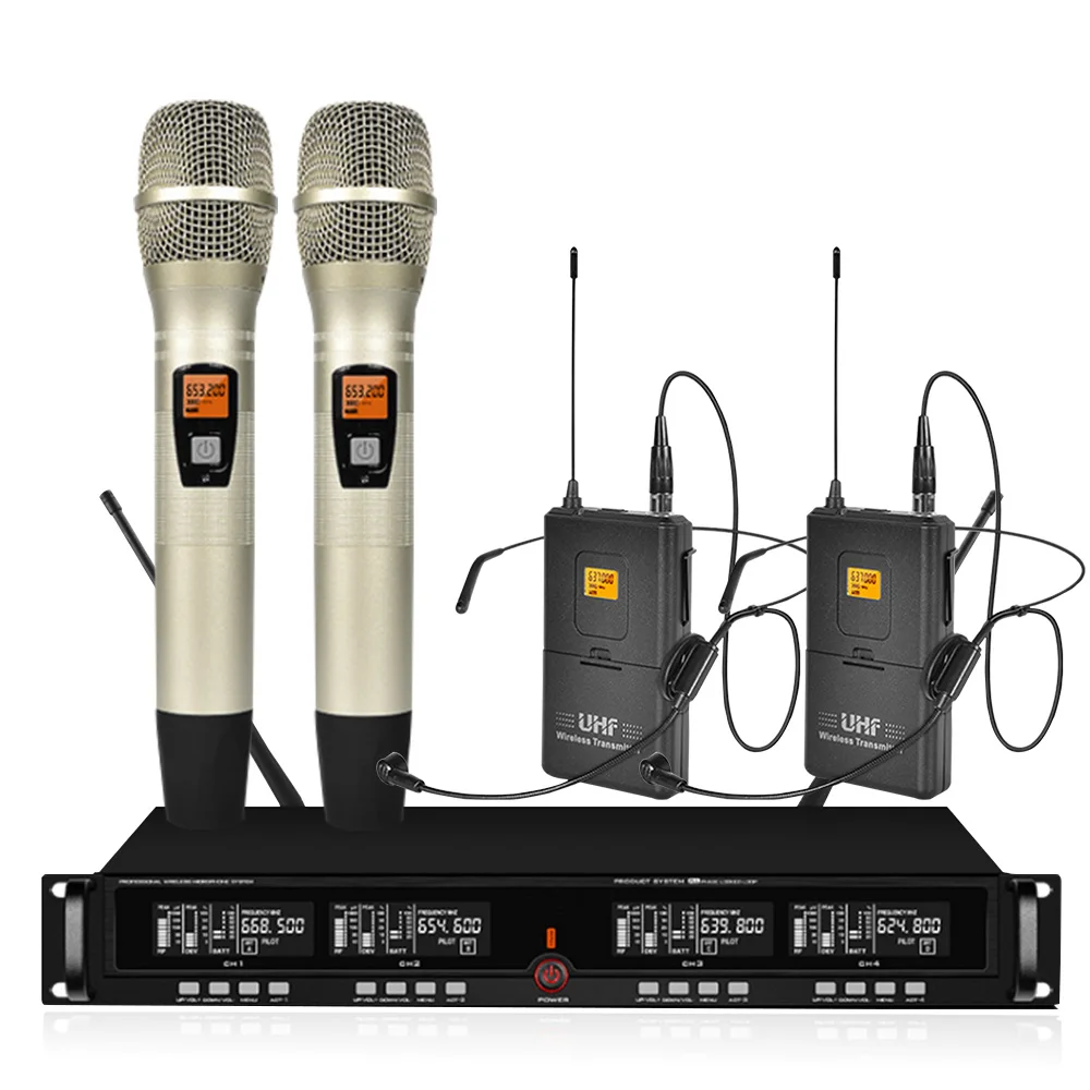 

Professional UHF Wireless Microphone 2 Headset Microphone 2 Handheld Microphone School Church Microphone Wireless