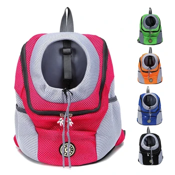 

New Out Double Shoulder Portable Travel Backpack Outdoor Pet Dog Carrier Bag Pet Dog Front Bag Mesh Backpack Head 2020 New
