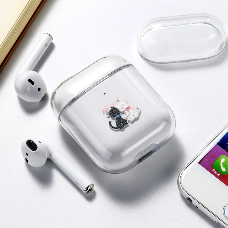 Жесткий ПК Прозрачный чехол для наушников для Apple AirPods 1 2 3 Зарядный ящик милый мультфильм Кактус кристалл чехол сумка для Airpods чехлы - Цвет: 046