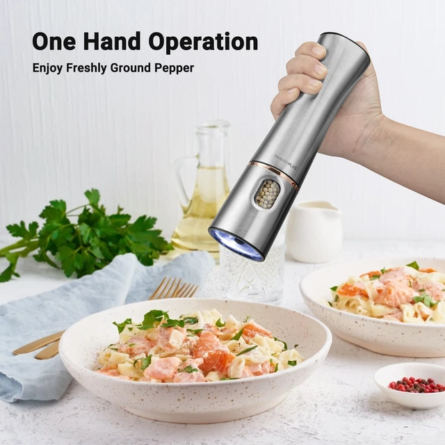 USB Rechargeable Gravity Electric Grinder Set Salt And Pepper Mill  Adjustable Coarseness LED Light Kitchen Gadgets Accessories - AliExpress