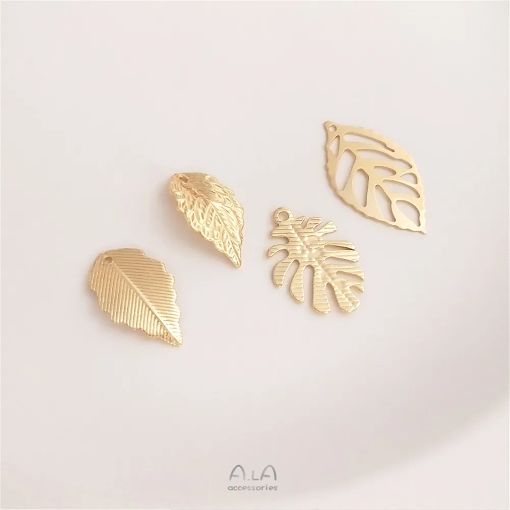 

14K Gold Filled Plated Brass Leaf Pendant Diy Bracelet, Earring, Pendant