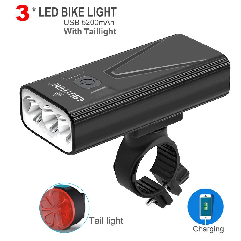 Bike Lights Led Bicycle Light Mountain Bike Headlight Tail Flashlight for Night Riding Rechargeable Electric Bicycle Accessories Safety Bright Lights for Front & Rear with 5 Mode 1000 Lumens 5200mAh 