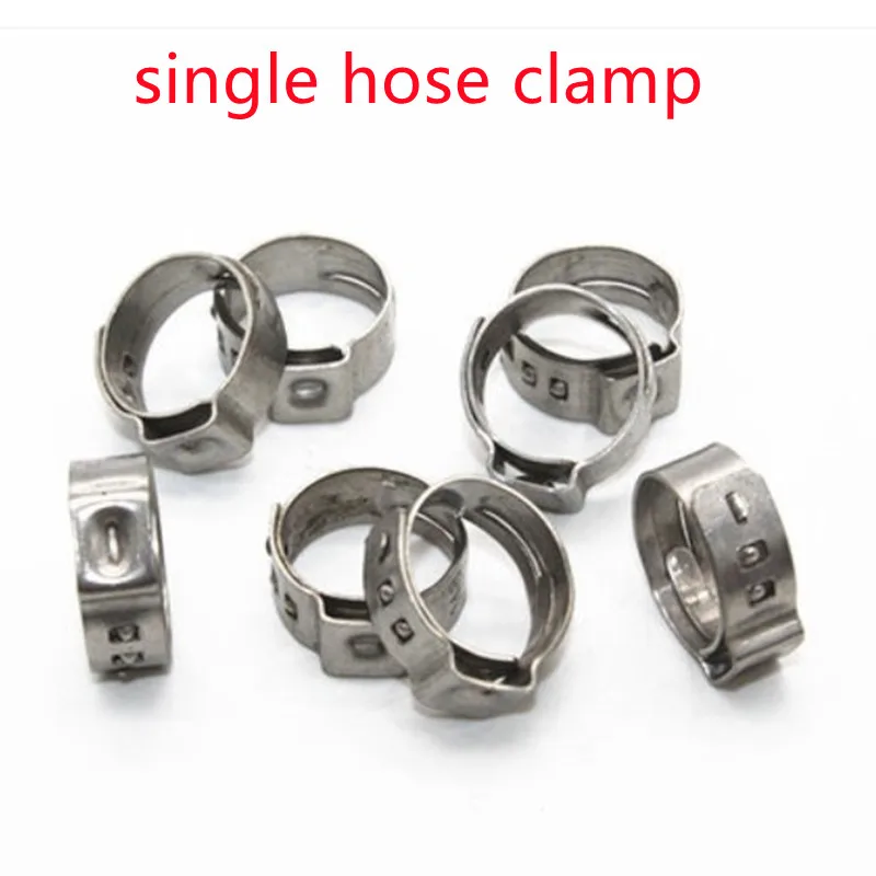 Hose Clamps Pipe Clamps 5-20pcs/lot 5.3mm to 50mm Pipe Clamp Stainless Steel 304 Single Ear Hose Clamps Assortment Kit Single
