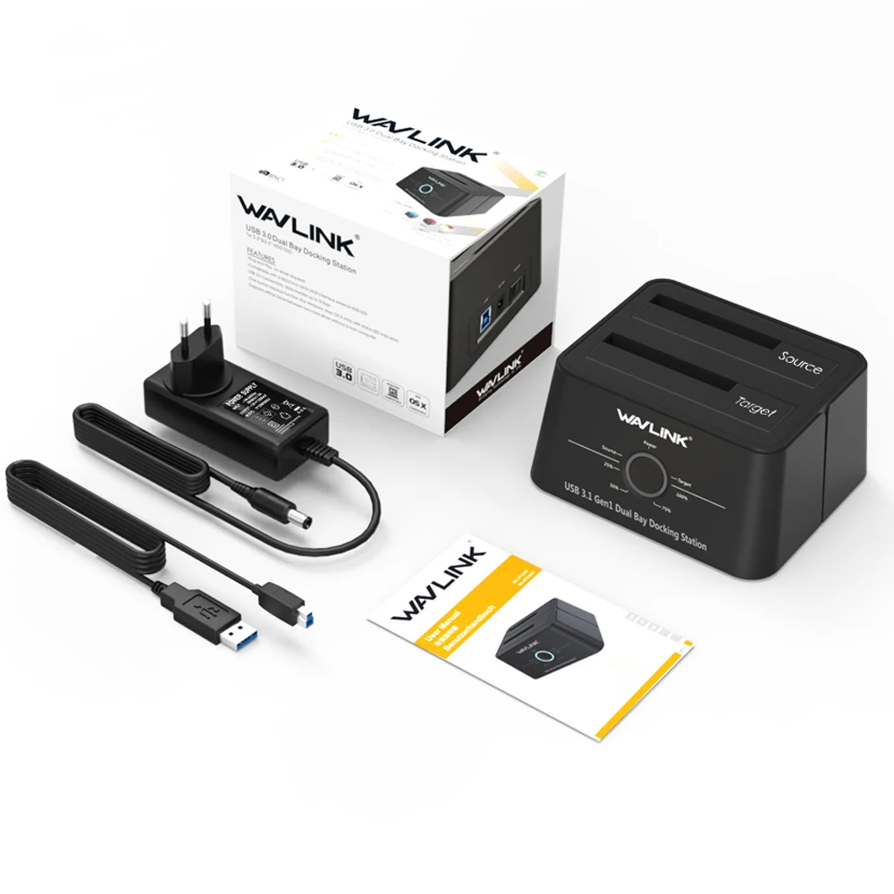 Wavlink Dual Bay SATA до USB3.0 внешняя док станция для жесткого диска 2 5/3 5 дюйма HDD/SSD офлайн