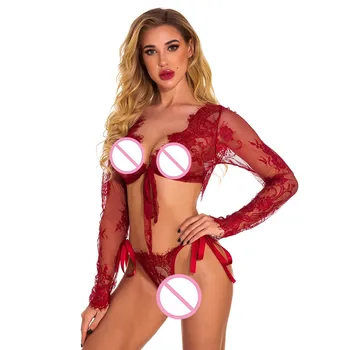 

2pcs Hot sale solid high waist sexy Perspective lace Women Open Underwear Sexy Lace Bra Panties Set Plus Size S-3XL Bralette#W