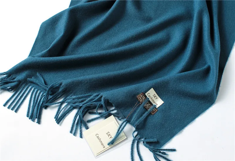Зимний теплый синий женский хиджаб из искусственного кашемира, шарф, мусульманский сплошной цвет, Женский палантин, шарфы, палантин карамельного цвета, Женская шаль