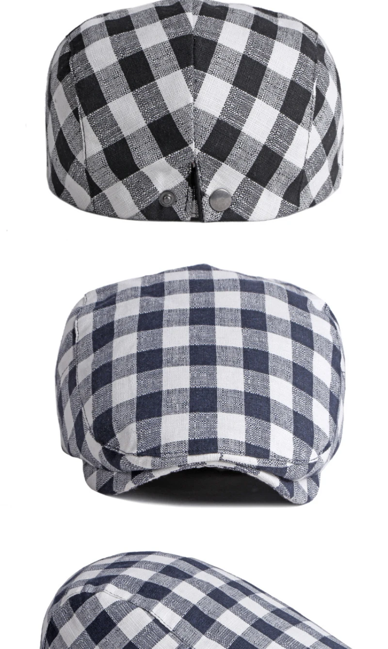 men with beret HT3664 Men Women Beret Spring Summer Beret Cap Male Female Vintage Plaid Artist Painter Beret Hat Unisex Adjustable Ivy Flat Cap golf beret cap