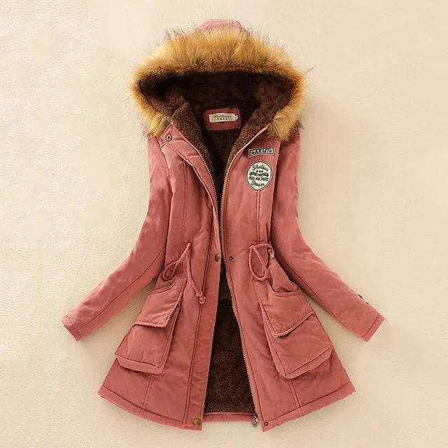 Dark pink Новинка, парка, зимняя куртка для женщин, утепленное хлопковое зимнее пальто, женская куртка с капюшоном, женская зимняя парка, женская уличная куртка - Цвет: Dark pink