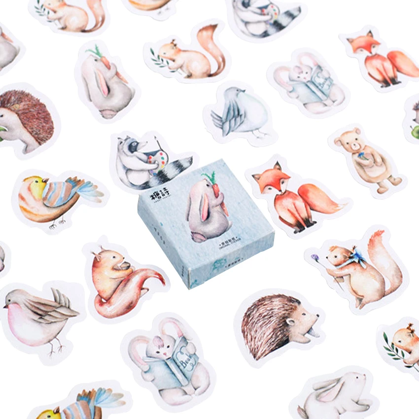 45 шт./упак. новые милые наклейки Животные липкий Бумага Kawaii Cat Еда наклейки украшения Дневник для скрапбукинга, школьные принадлежности - Цвет: Cartoon animal