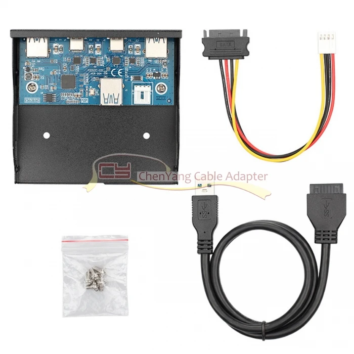USB 3,0 концентратор 4 порта Передняя панель и USB-C к материнской плате 20Pin Соединительный кабель для 3," ячейка для дискет