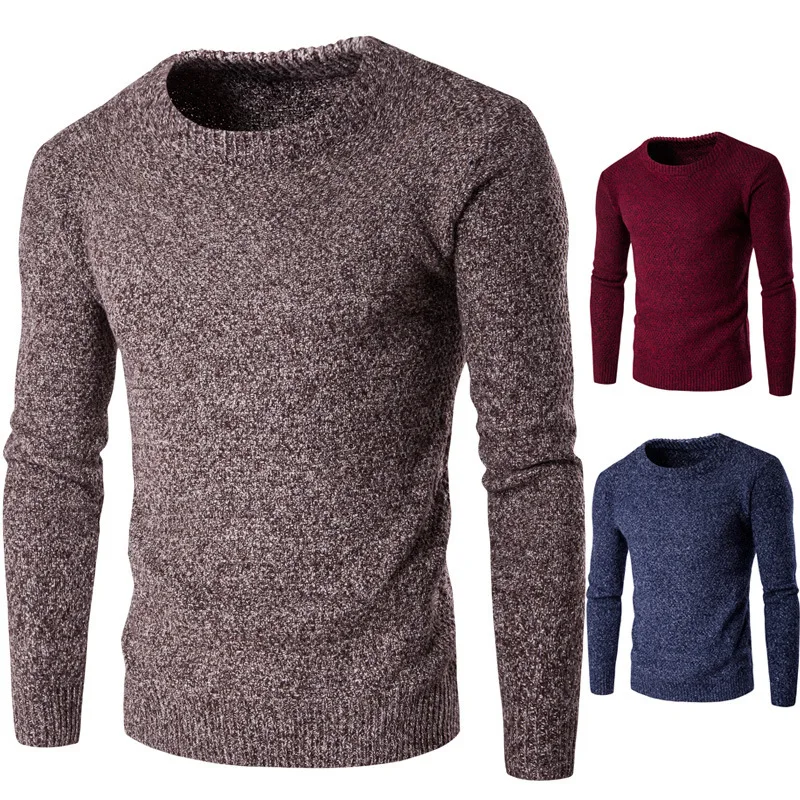 

2018 Spring And Autumn Europe And America MEN'S Sweater Thick Thread Thick Warm Sweater Spring And Autumn Cotton Knitwear 5-Colo