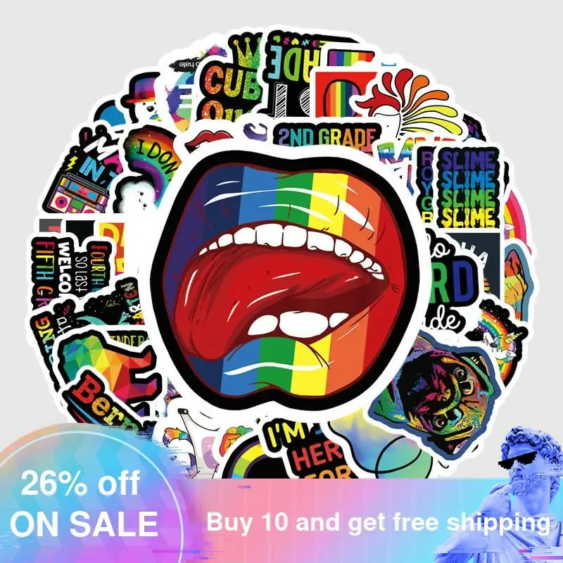 

54pcs Cartoon Color Series Waterproof Girl Stickers Skateboard Suitcase Guitar Graffiti DIY Sticker Children Classic Toy
