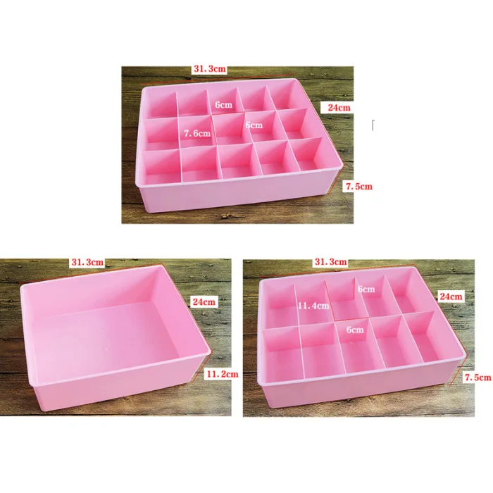 3 Pcs/Set Underwear Socks Plastic Storage Box Stacking Container With Lid and Slots TB Sale