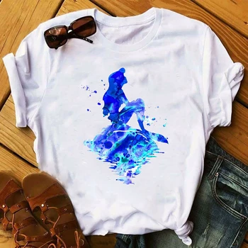 

Women 2020 Princess Mermaid Watercolor Print Clothes Womens Top T Shirt Clothes Ladies Graphic Tshirts Female Tee T-Shirt