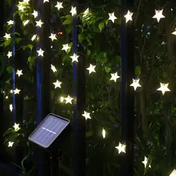 Солнечная звезда струнные огни на открытом воздухе водонепроницаемые солнечные Рождественские мерцающие сказочные лампы 5 м Сад Landscap