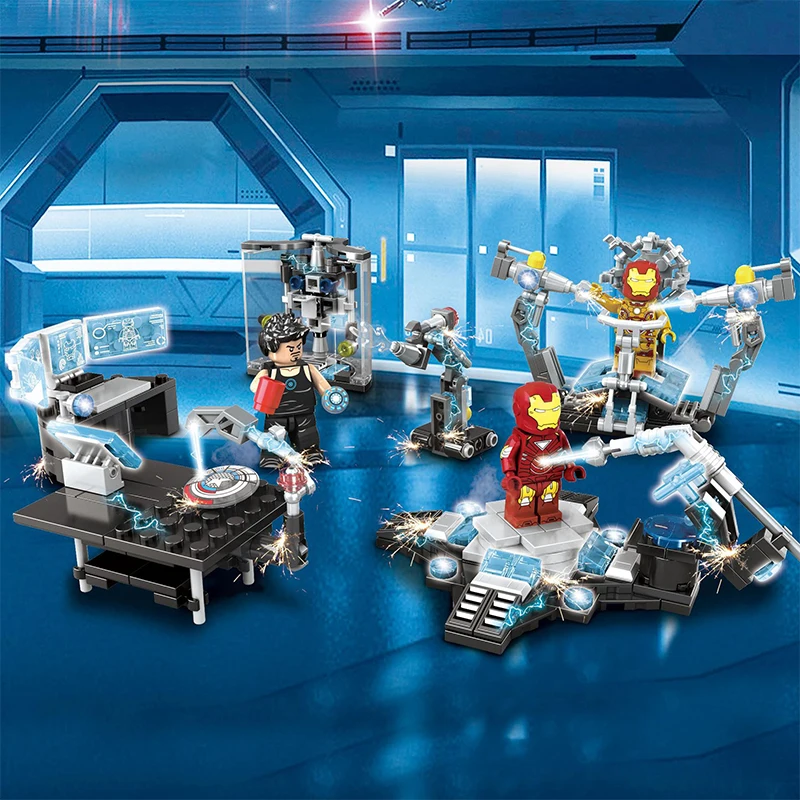 

Avengerlys compatible super heros Movie 347PCS ironmaned Garaged Hulkbusterlys building block Set children toys
