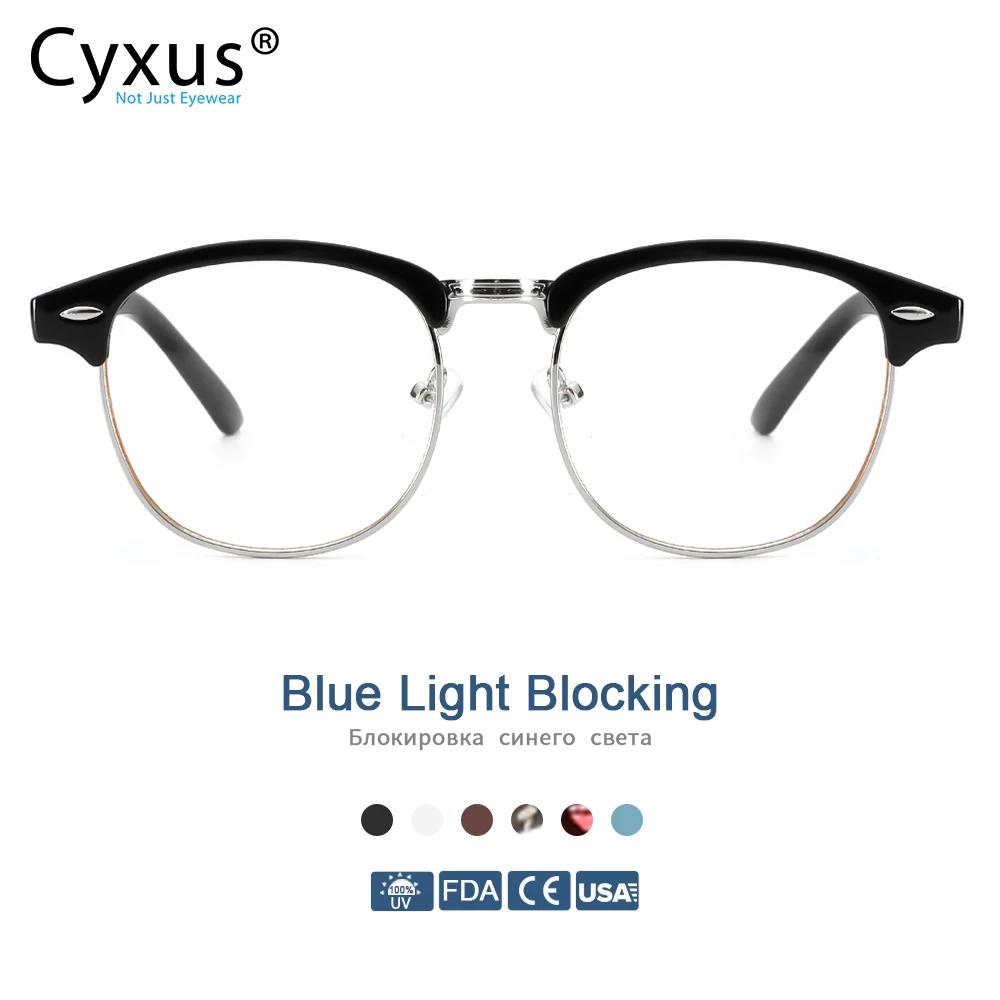 Cyxus анти синий светильник компьютерные очки полуоправа Browline оправа для защиты от