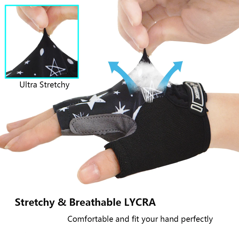 MOREOK Breathable Protective Studs Palm Children Gloves Kids Balance Bike Cycling Skating Gloves Boys Girls 3-12 Age