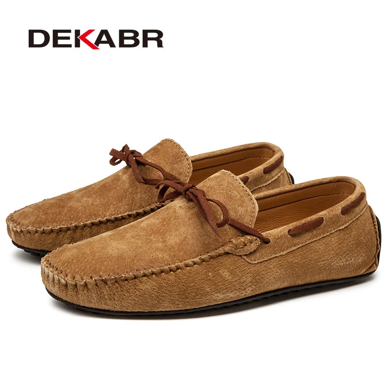 01 Brown DEKABR/Повседневное Мужские туфли из натуральной кожи, летние дышащие зеленый Для Мужчин's лоферы, кожаные туфли; Sapato Masculino; мужская обувь - Цвет: 01 Brown