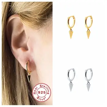 

Genuine 925 Sterling Silver Drop Earring For Lovers' Woman Ladies Wedding Luxury Conical Shaple Huggies Dangle Earring Jewerly