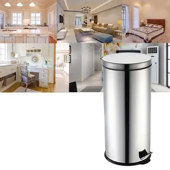 

1pc Stainless Steel Step Pedal Trash Can Large Capacity 5L Rubbish Bin for Kitchen Bathroom HKS99