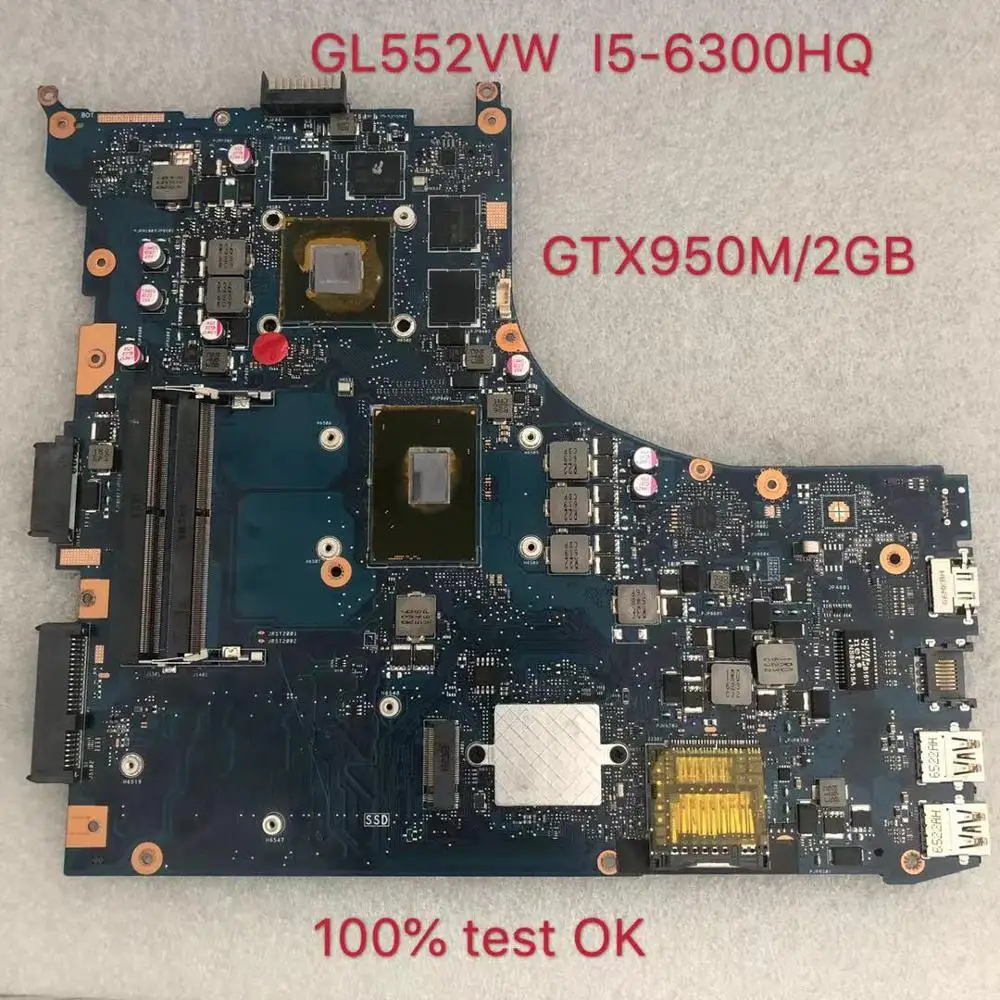 cheap GL552VW REV2.1 Laptop motherboard for ASUS ROG GL552VW GL552VX GL552V ZX50V Teste mainboard original I5 6300HQ CPU GTX950M 2 GB