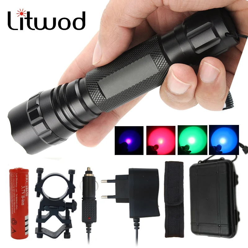 

Litwod Z40 5 emitting colors Led Flashlight XM-L2 U3 5000Lm Zoom Aluminum Remote Switch Led Tactical Flashlight For Hunting