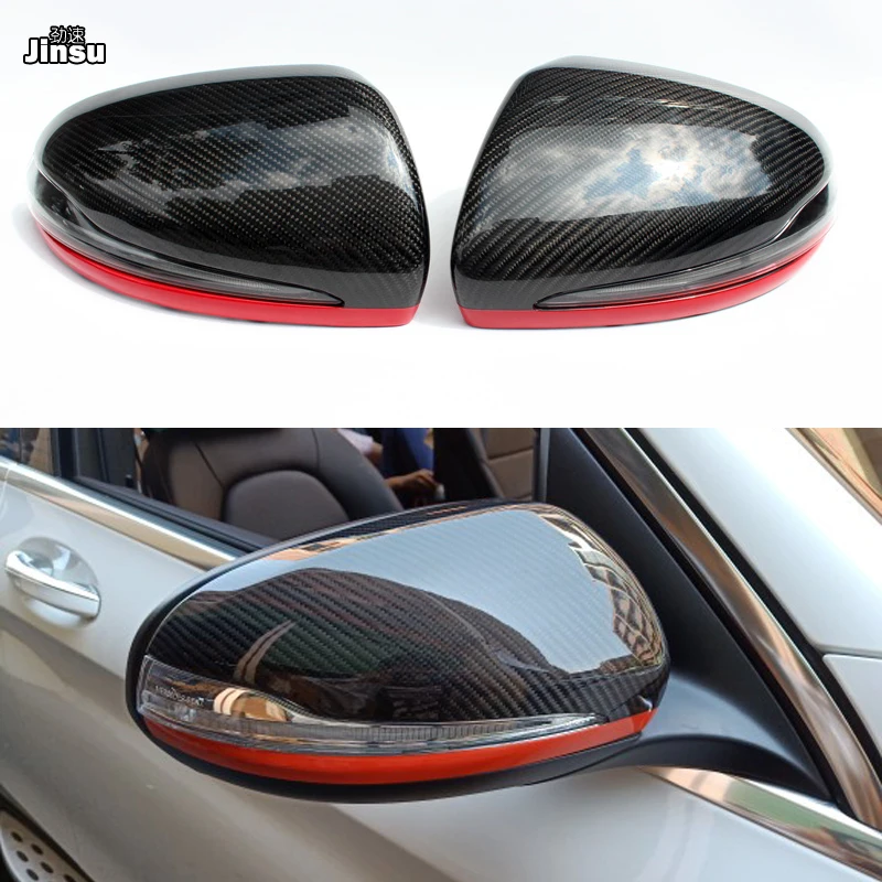

Red line style Carbon fiber rear mirror covers For Benz S class S300 S400 S500 2014 - 2018 LHD RHD W222 replace mirror cap