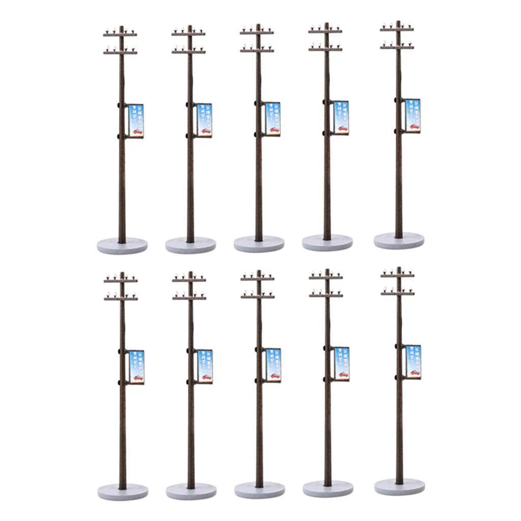 10Pcs Miniature Electric Line Pole for Train Park Street LAYOUT 1:100 HO TT