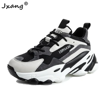 

JXANG Spring Woman Chunky Platform Sneaker 2020 New Ulzzang Fashion Lace Trainers High Quality Tenis Female Old Dad Casual Shoes