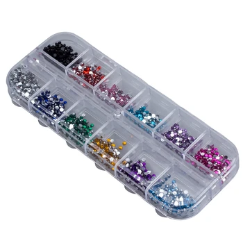 

3000 Nail Art Gems Mixed Colours Shapes in Case (Size 2mm)