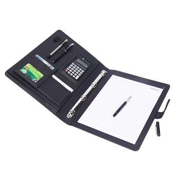 

8 Packets File Folder A4 PU Ring Binder Display Book Folders With Calculator Document Bag Organizer Business Office Supplies