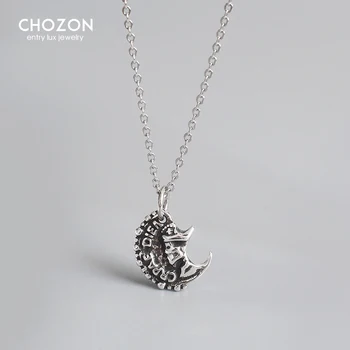 

Gold Retro Embossed Letter Figure Face Necklace S925 Sterling Silver Women's Silver Irregular Relief Collarbone Chain Jewelry