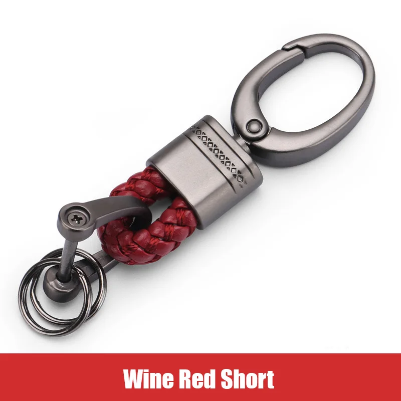 wine red B Кожаный канат брелок для автомобиля ручной работы пряжка подковы Брелоки для ключей пара авто подарок Съемные Металлические Роскошные брелоки - Цвет: wine red B