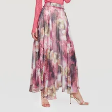 Летняя новая модная женская цветочная длинная юбка с принтом женские богемные стильные эластичные шифоновые юбки с высокой талией повседневные пляжные юбки