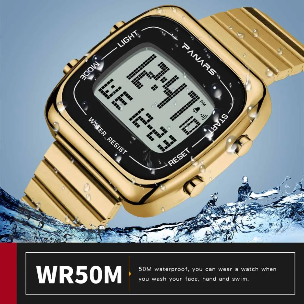 PANARS сплав стальной ремень спортивные часы мужские большой экран водонепроницаемые цифровые наручные часы военные часы подарок Relogio Masculino A40