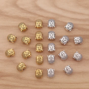 

50 Pieces 3D Buddha Head Spacer Beads for Bracelet Necklace DIY Jewellery Making Findings