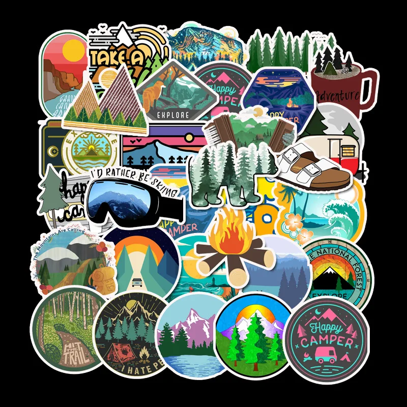 

50PCS Camping Travel Stickers Wilderness Adventure Outdoor Landscape Waterproof Decal Sticker to DIY Laptop Suitcase Motor Car
