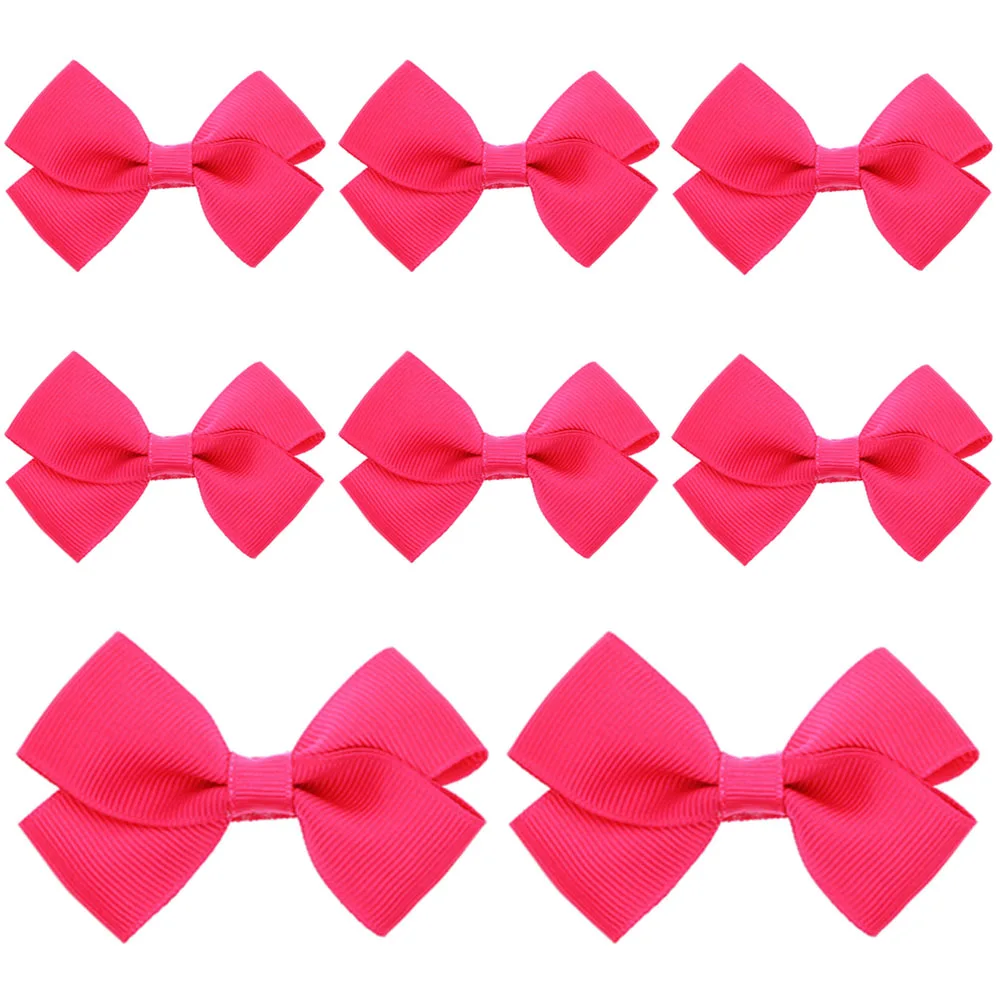 Small-Hot Pink-8 PCS 8 шт., милые заколки для волос с бантом для маленьких девочек, однотонные Детские аксессуары для волос TOSWO1011 - Цвет: Small-Hot Pink-8 PCS