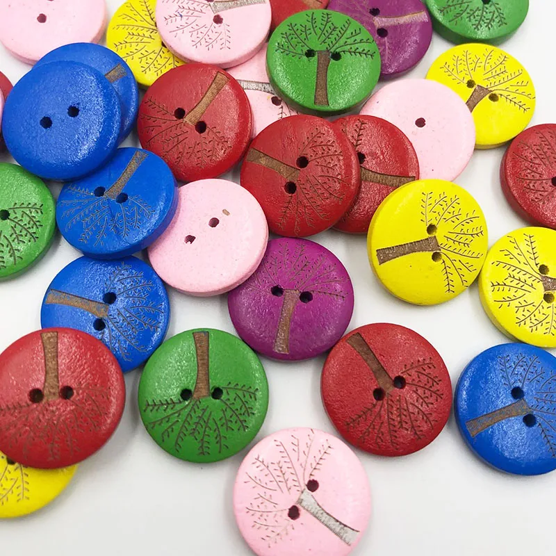 25/50pcs 20mm Mix Print Tree Wood Buttons Sewing Crafts Accessories WB191 | Дом и сад