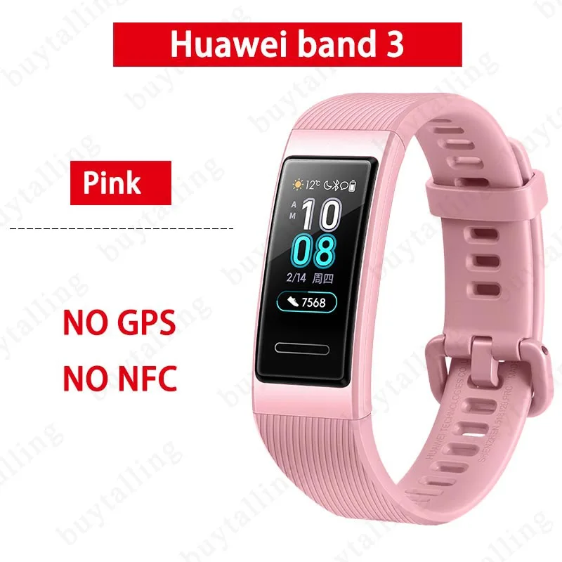 huawei band 3 pink Смарт-браслет huawei Band 3 Pro Band 3, 0,95 дюймов, сенсорный экран, датчик сердечного ритма, браслет для сна, водонепроницаемый, для плавания - Цвет: huawei band 3 pink