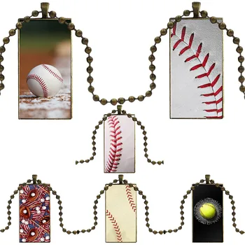 

Play American Baseball For Girls Handmade Gift Glass Pendant Galaxy Pendant Necklace Women Steel Plated Necklaces Jewelry
