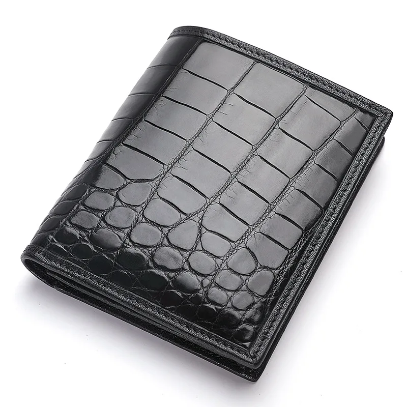 Authentic Real Crocodile Skin Men's Short Purse Small Card Holders Genuine Exotic Alligator Leather Male Bifold Wallet 4