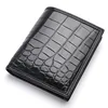 Authentic Real Crocodile Skin Men's Short Purse Small Card Holders Genuine Exotic Alligator Leather Male Bifold Wallet 4
