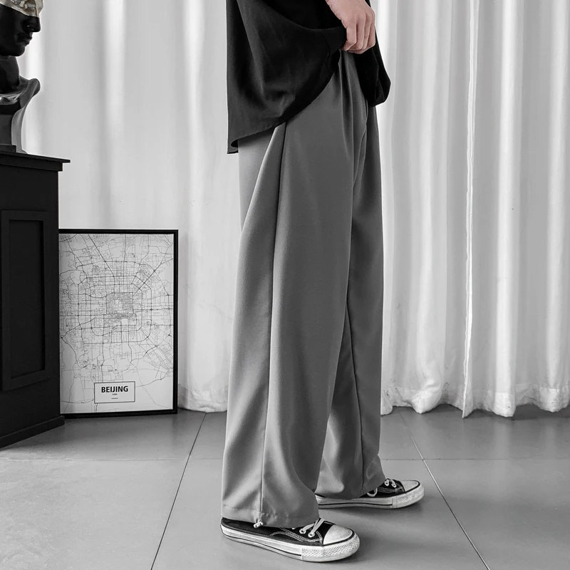 

Spring Summer Straight Casual Pants Men's Fashion Solid Color Business Dress Pants Men Streetwear Wild Loose Suit Pants Mens