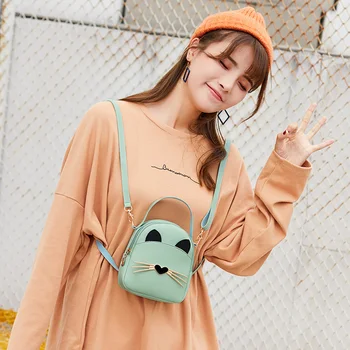 

Fashion Cute Small Backpack For Girls High-end Simple Casual Female Shoulder Bag Cat Pattern Mini School Bag Kid Children